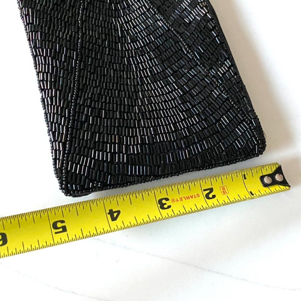 Bamboo Trading Black Beaded Fabric Mini-Crossbody Bag/Clutch Handcrafted - Picture 8 of 11